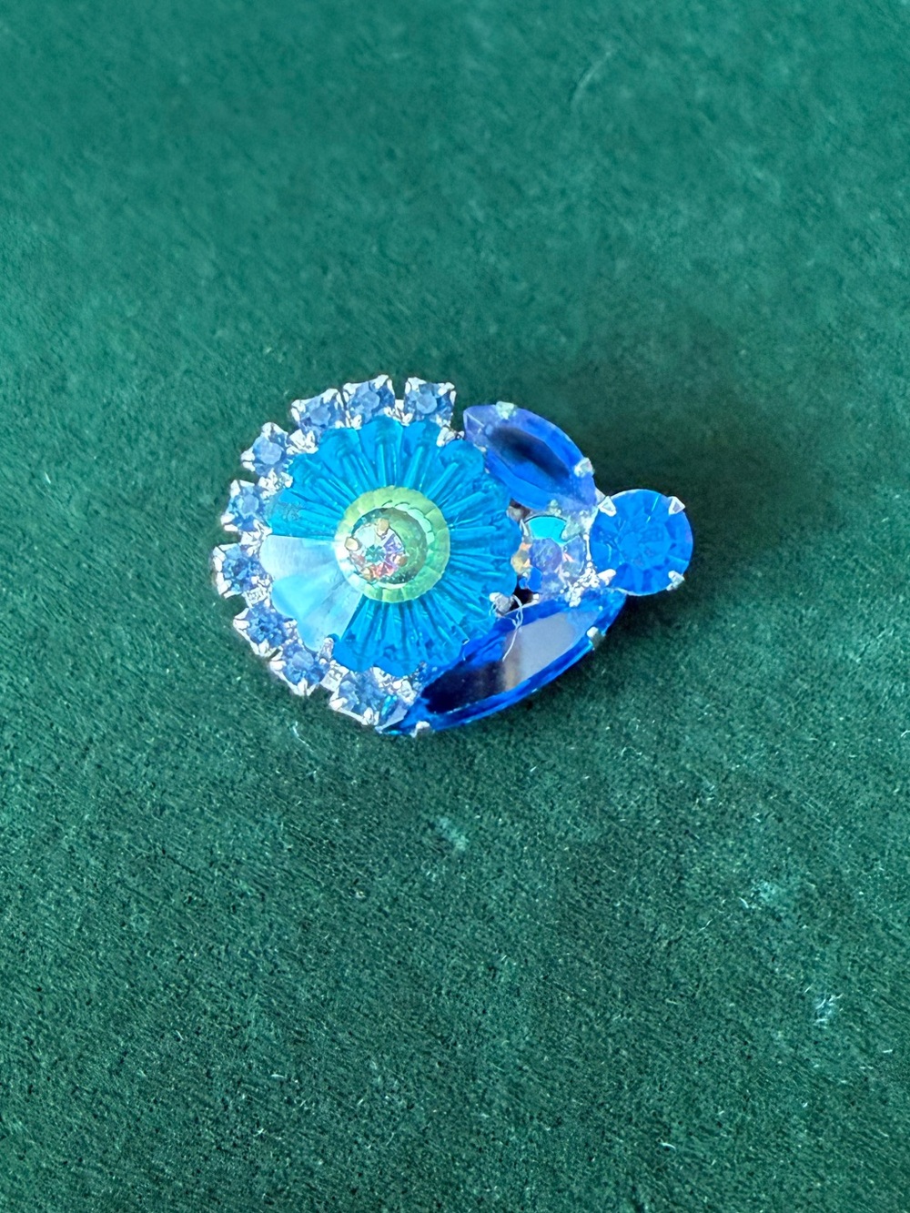 Vintage Juliana D&E Margarita Blue Crystal Rivoli Rhinestone Brooch Silvertone - Picture 6 of 15
